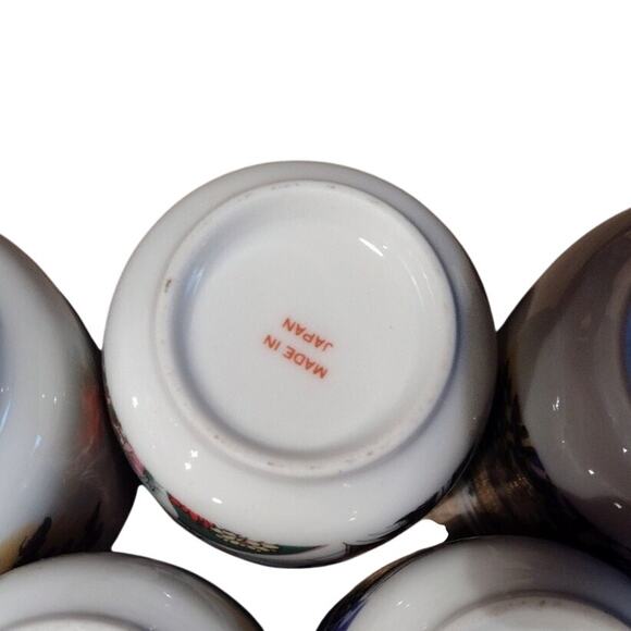 Vintage Tea Cup Japanese Geisha Porcelain Wine Tumbler Gold Accents Set of 5 - Picture 4 of 4